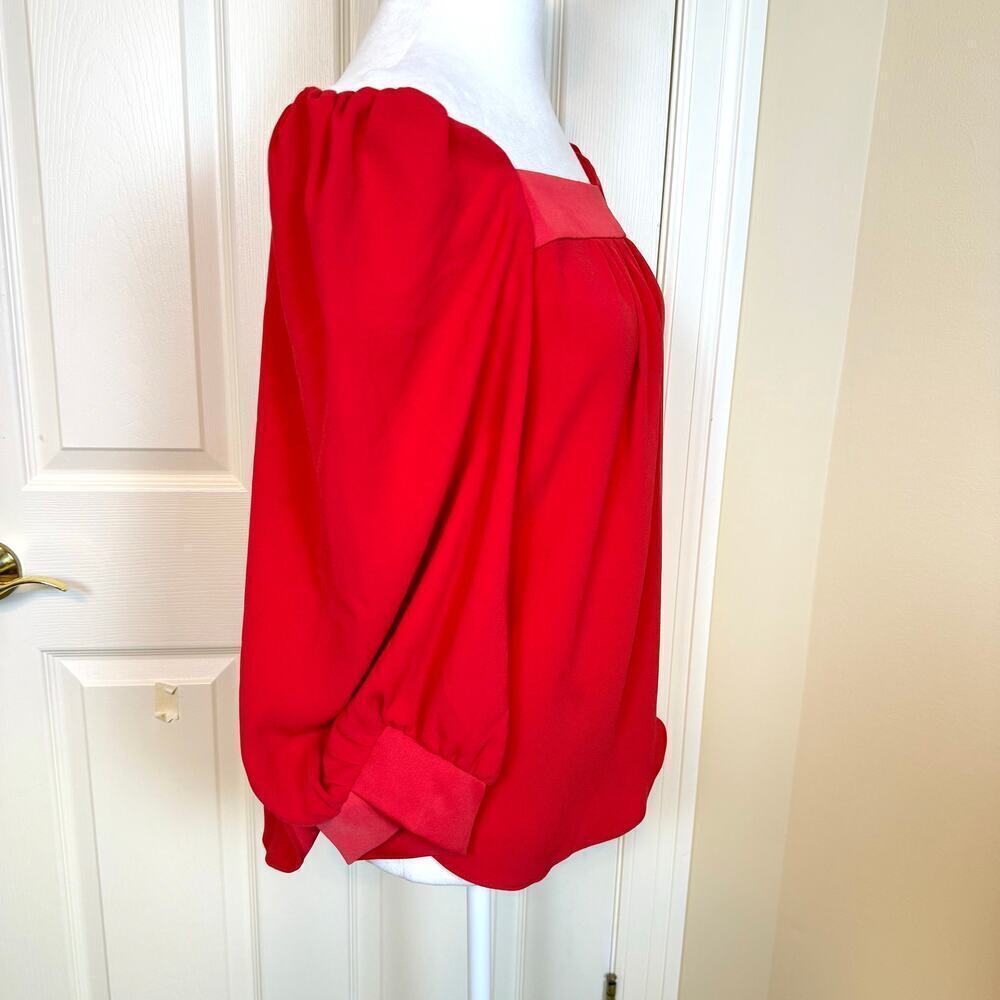 Trina Turk Chihiro Top Size Small Flowy Red Crepe Bold Colorful - Picture 4 of 8